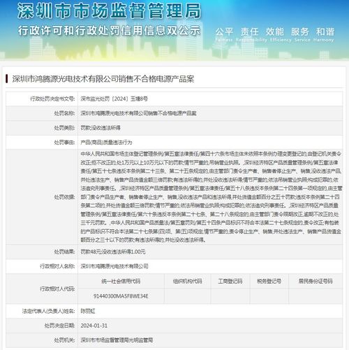 深圳市鸿腾源光电技术销售不合格电源产品案